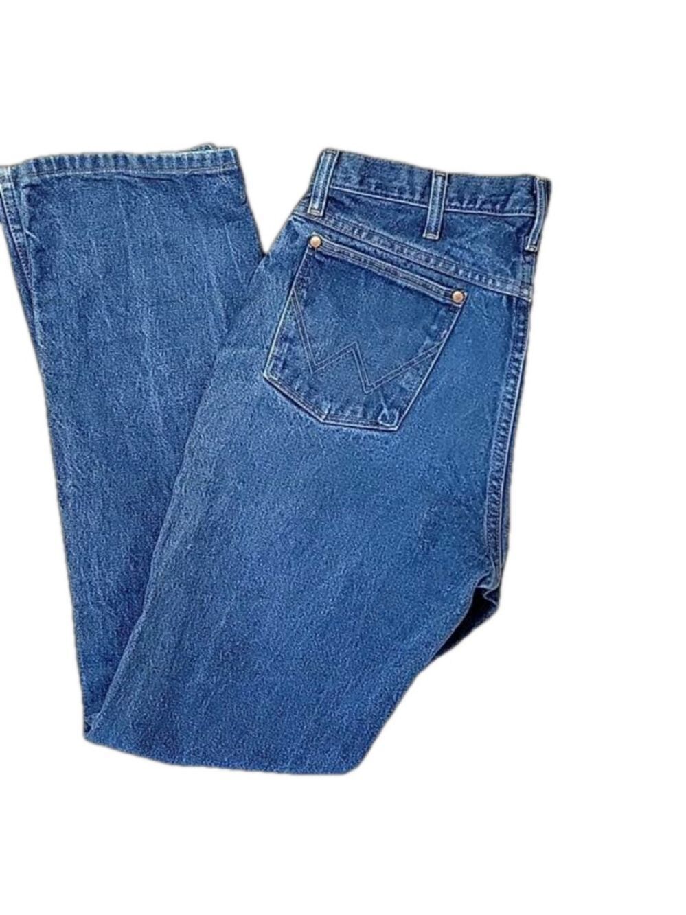 Mens Wrangler 5 Pocket 100% Cotton Denim Jeans Tagged Size 34 x 34 EUC